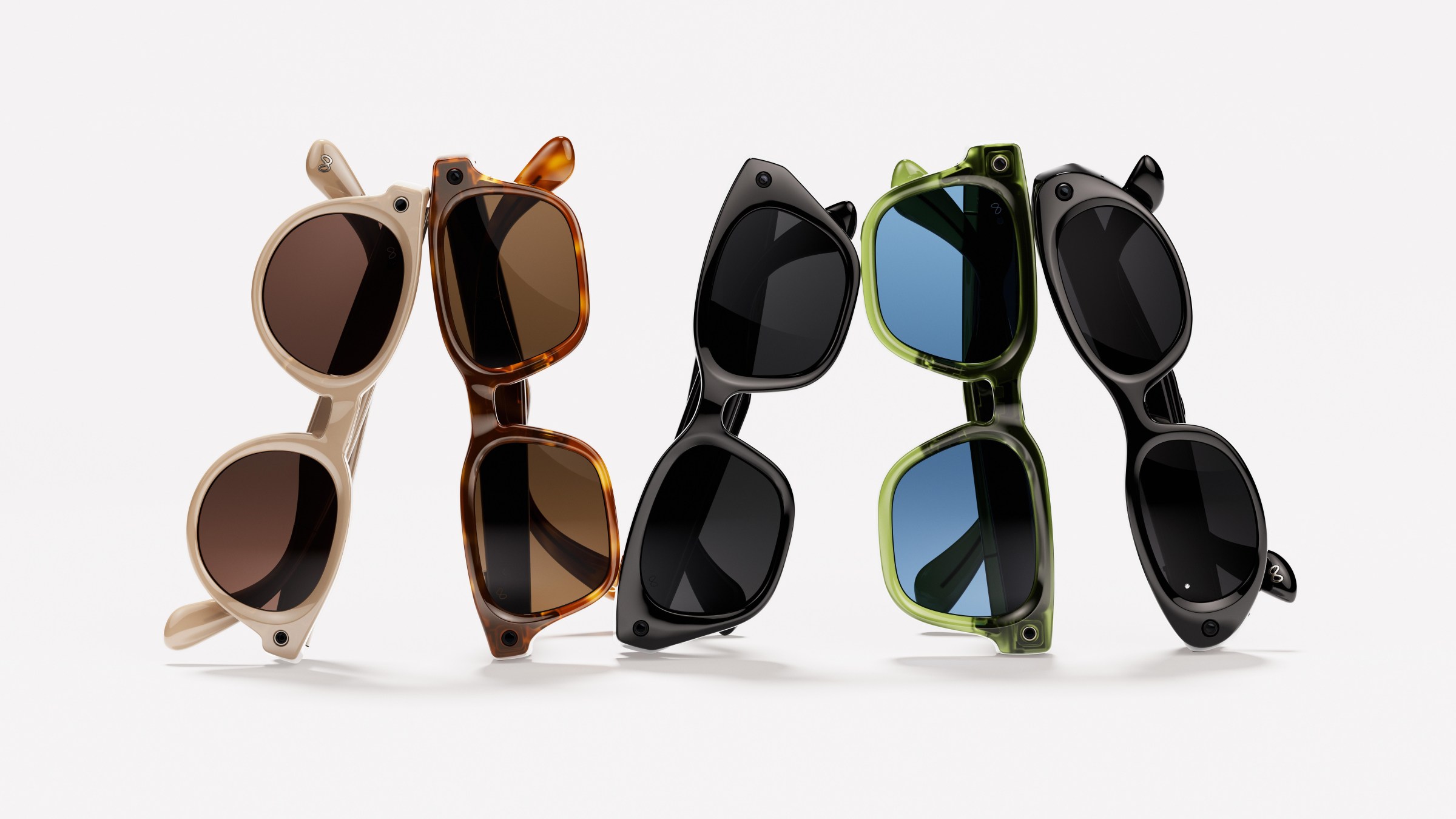 A row of Meta Glasses in different styles