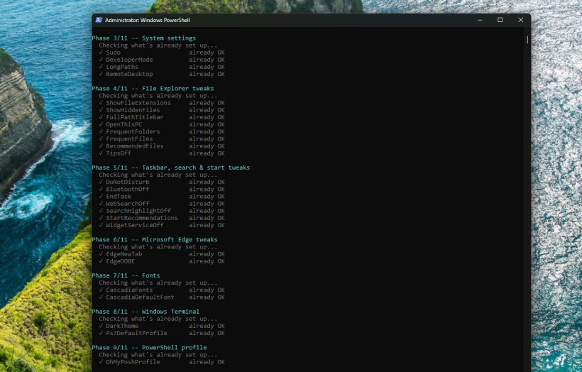 微软开源开发者脚本:1 条命令 50 步骤快速配置 Win11 开发环境 All system settings that are changed by Windows Developer Config
